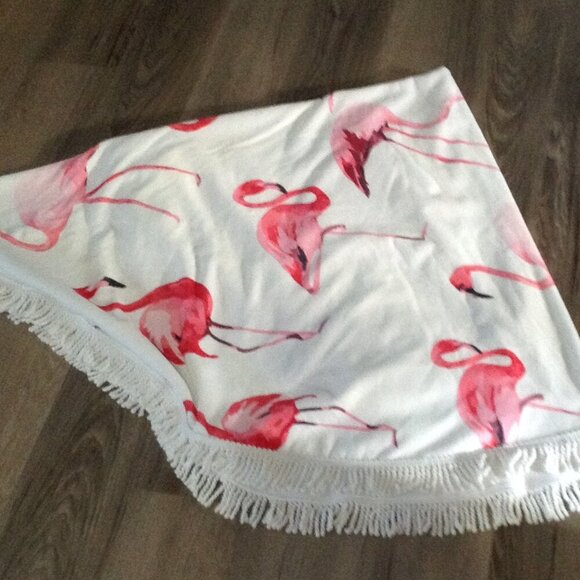 NWOT Flamingo (round) 60" throw, blanket, tablecloth, Beachy vibes, Terry Cloth - Picture 3 of 3